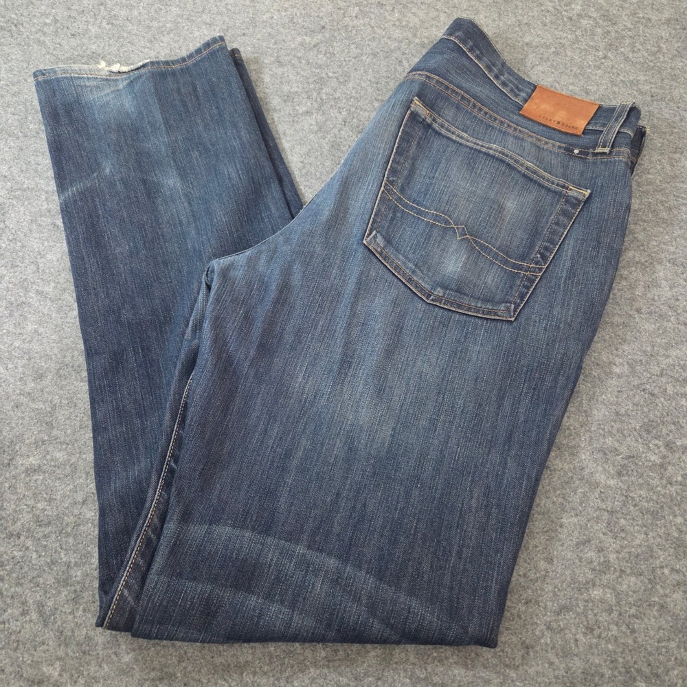 Lucky Brand 121 Heritage Slim Jeans Mens 36x34 Dark Wash Straight Stretch  USA